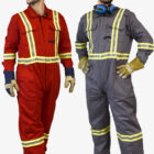 Avenger 7oz Flame Resistant FR grey Red coveralls