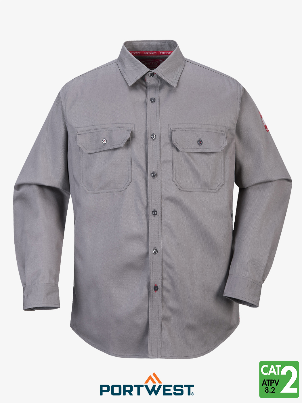 Bizflame-Flame-resistant-FR-grey-Work-Shirt-front2027 Bizflame Flame resistant FR grey Work Shirt front2027