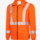 Flame Resistant FR Serpentine Segmented Striped Fleece Full Zip Jacket angled view2025