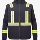 Flame ResistantFR Striped Fleece Navy Mens Jacket waist striping
