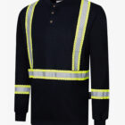 Front Line 6.9oz Segmented Striped Henley FR Navy long sleeve shirtangled2025