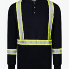 Front Line 6.9oz Segmented Striped Henley FR Navy long sleeve shirtfront2025
