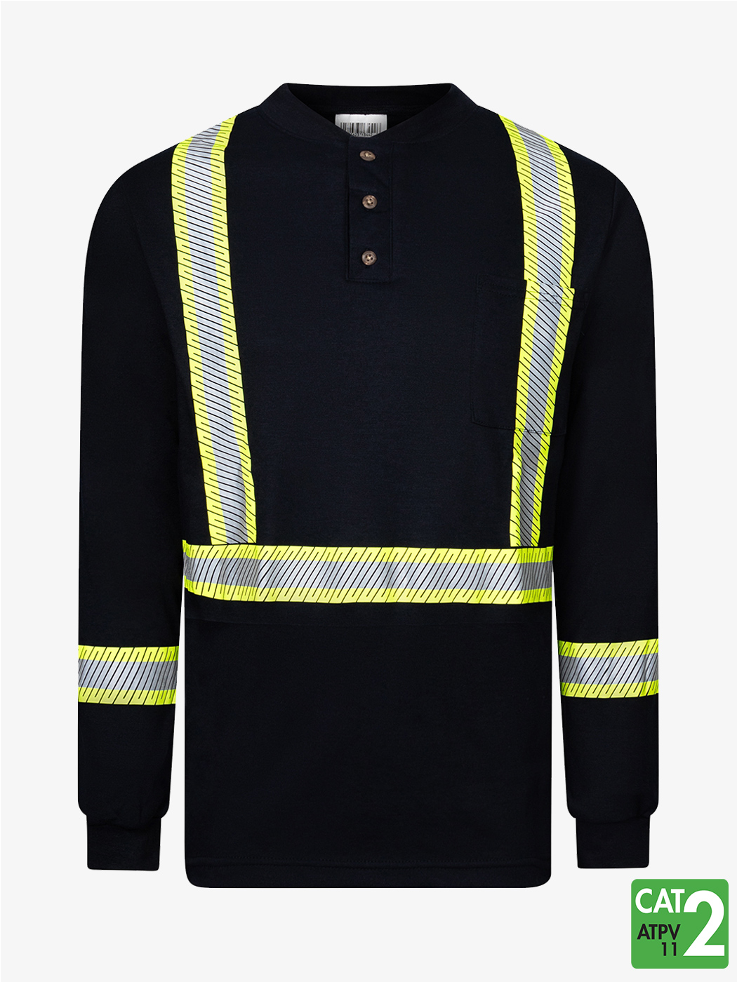 Front-Line-6.9oz-Segmented-Striped-Henley-FR-Navy-long-sleeve-shirtfront2025 Front Line 6.9oz Segmented Striped Henley FR Navy long sleeve shirtfront2025