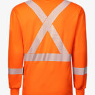 Hi Vis Orange Frontline Henley Serpentine Segmented Striped Long Sleeve Shirt backFR2025