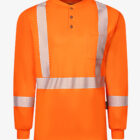 Hi Vis Orange Frontline Henley Serpentine Segmented Striped Long Sleeve ShirtFR2025