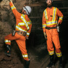 Portwest Bizflame 88 12 4 inch Iona Xtra Flame Resistant FR coverall hi vis orange mining image
