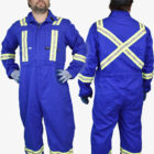 Ultrasoft 7oz Flame Resistant FR Contractor Coveralls royal blue lifestyle