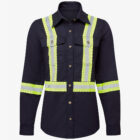 Womens flame resistant FR Deluxe Segmented Striped Navy Work Shirt2026
