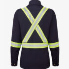 Womens flame resistant FR Deluxe Segmented Striped Navy Work Shirtback2025