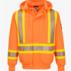 portwest bizflame knit 10oz 4inch segmented striped FR hi vis orange hoodiefront2026 1