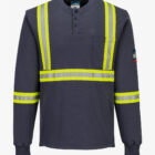 portwest bizflame knit 7oz flame resistantfr 2 inch segmented striping navy henley long sleeve workshirt2026