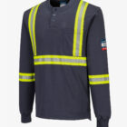 portwest bizflame knit 7oz flame resistantfr 2 inch segmented striping navy henley long sleeve workshirtangleview2026 1